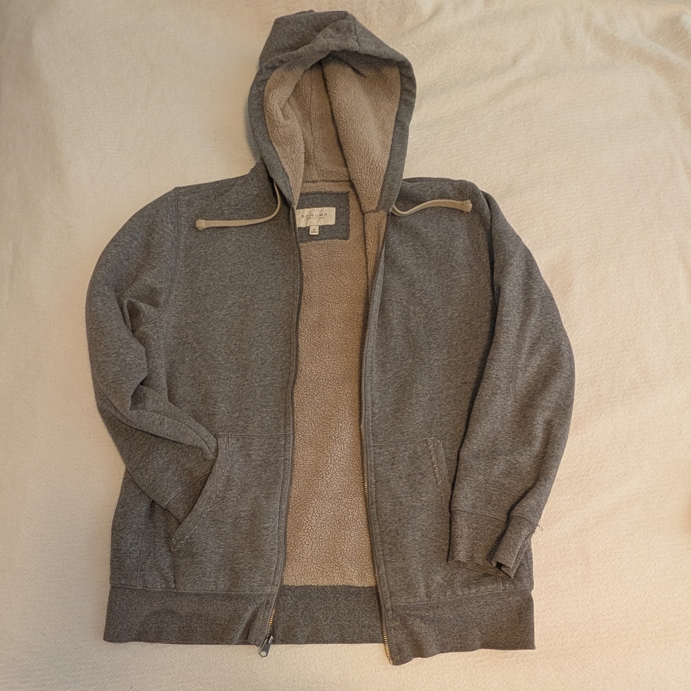Men's Gray Lined Hooded Sweater